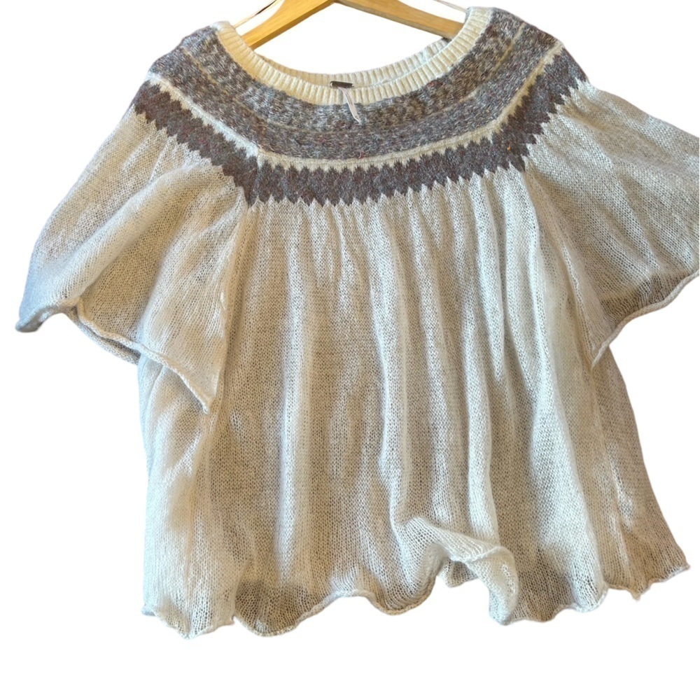 Free People Loch Lomond Flutter Sleeve Sweater Top Size XS - Picture 4 of 8